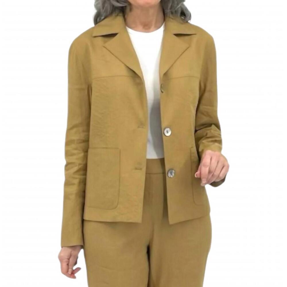 NEW ESTELLE AND FINN stretch linen crop boxy jacket in caramel